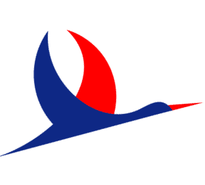 Logo AGAPHONE cigogne bleu et rouge