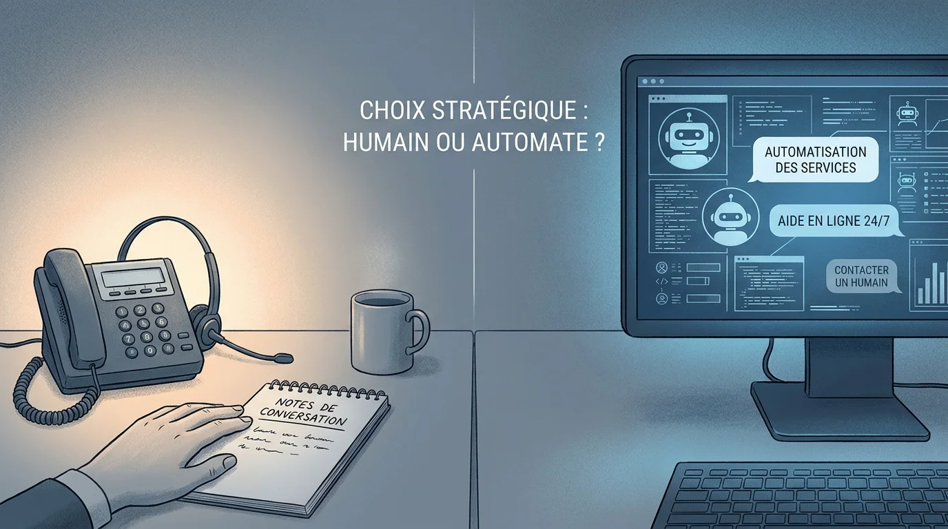 Illustration du choix entre accueil téléphonique humain et solutions automatisées