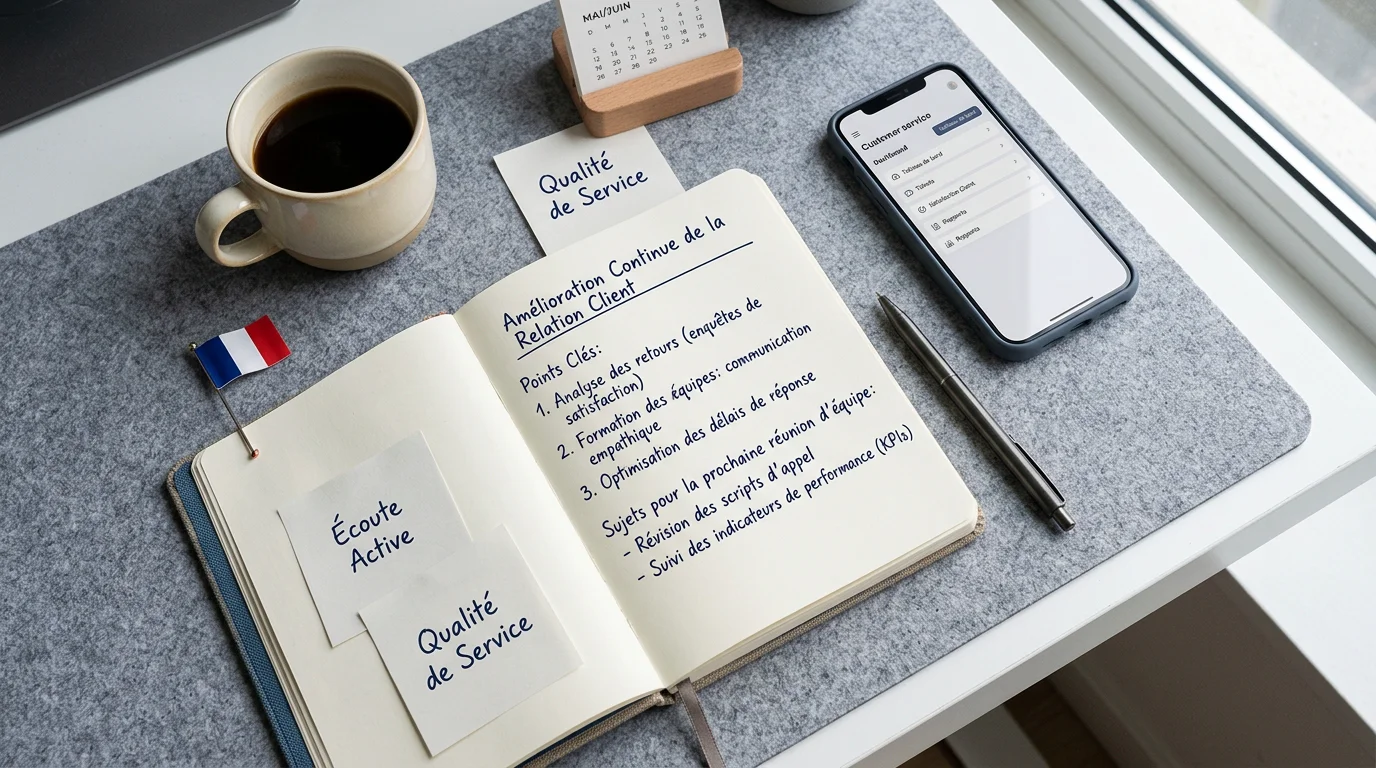Espace de travail illustrant un service après-vente externalisé en France