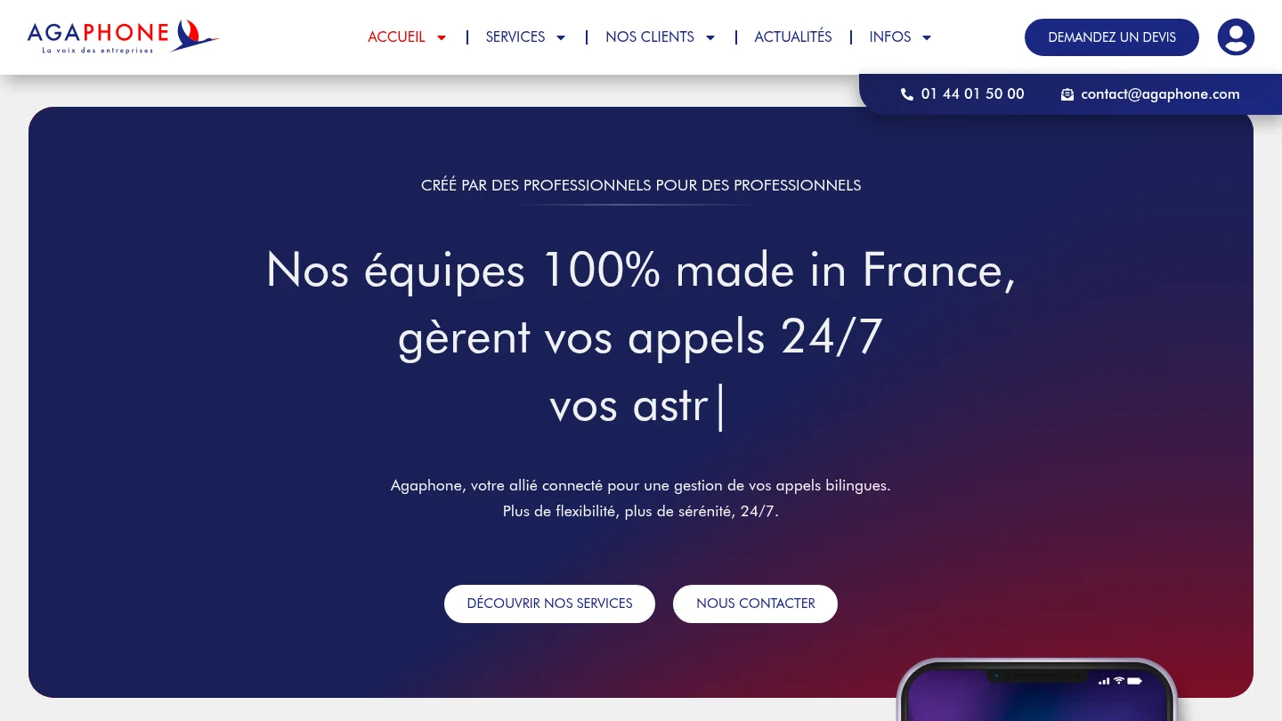 Capture de la page d’accueil de Agaphone