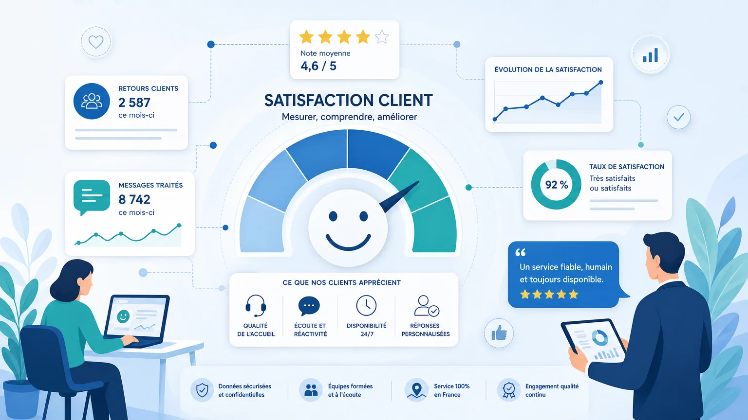 Concept visuel des indicateurs de mesure de la satisfaction client