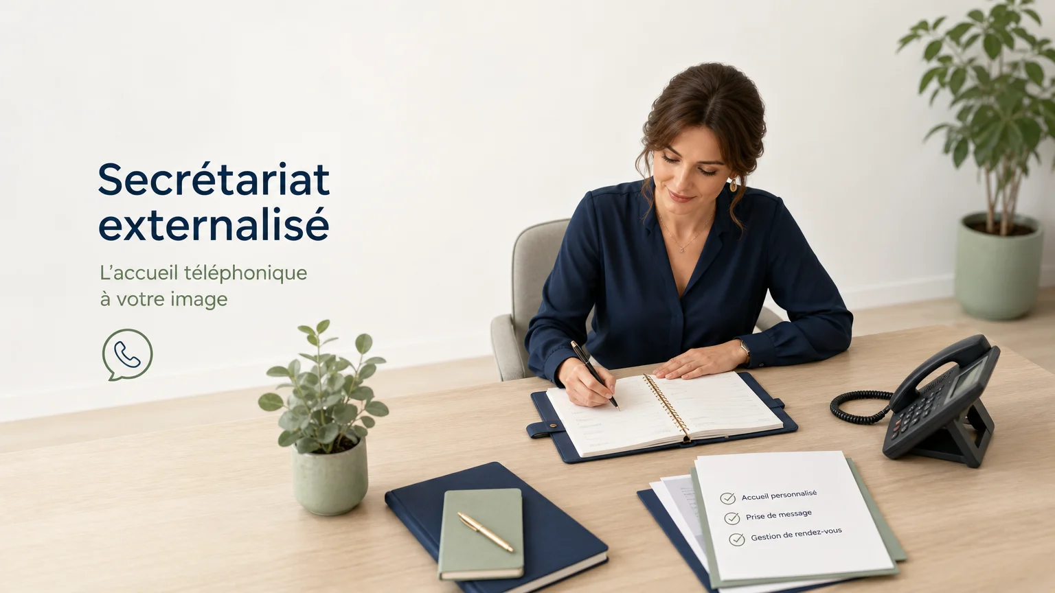 Professionnelle organisant des appels et un agenda dans un bureau