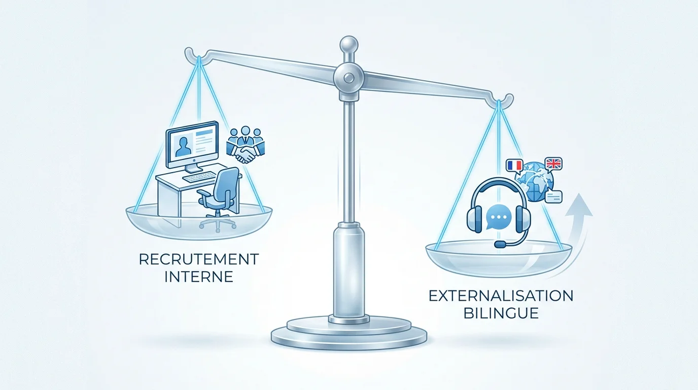Comparaison entre recrutement interne et externalisation de la permanence téléphonique bilingue