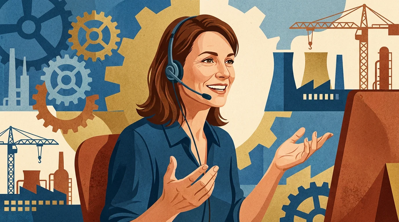 Téléopératrice en conversation avec un client du secteur industriel