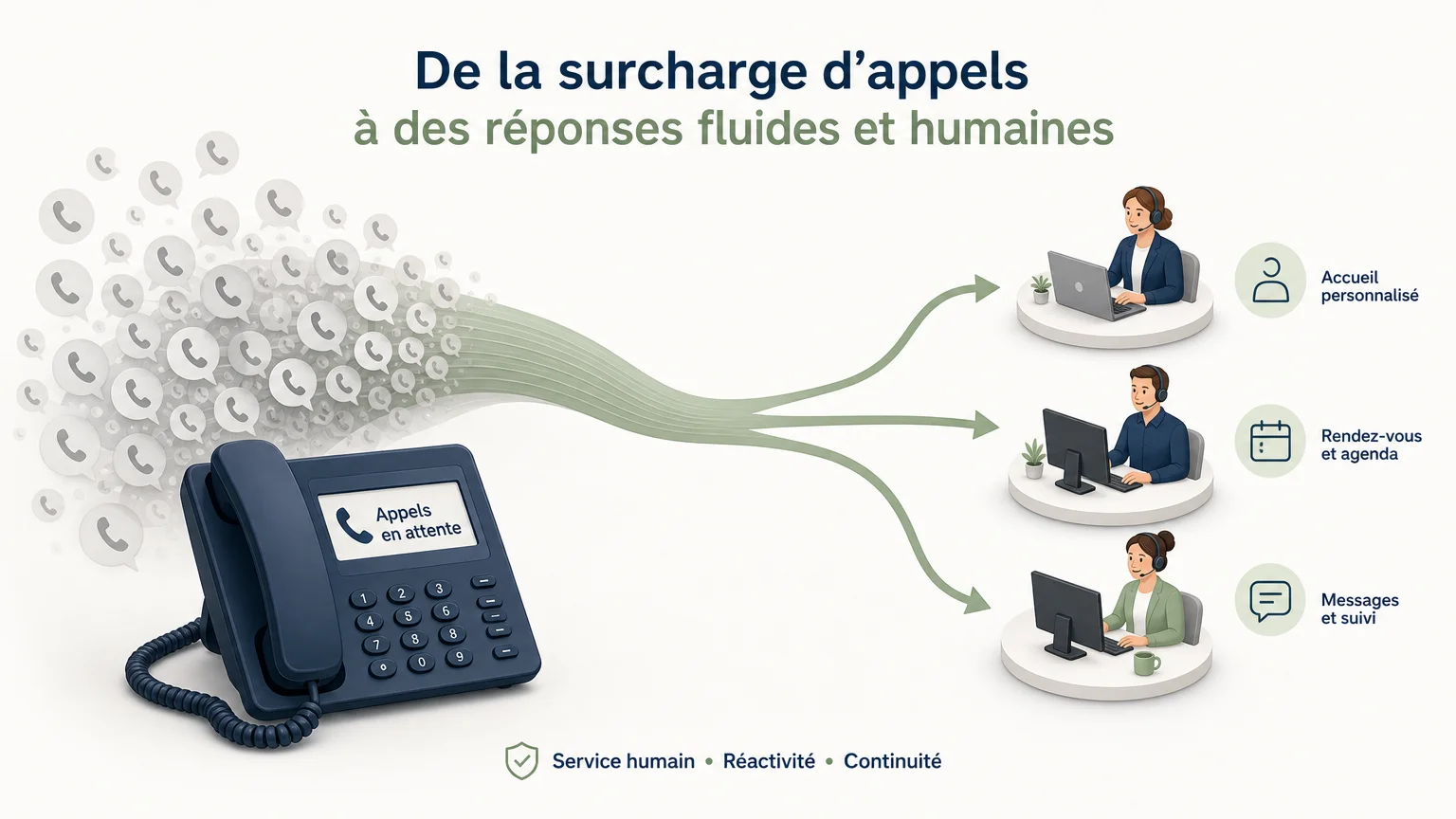 Illustration d’un débordement d’appels téléphoniques maîtrisé