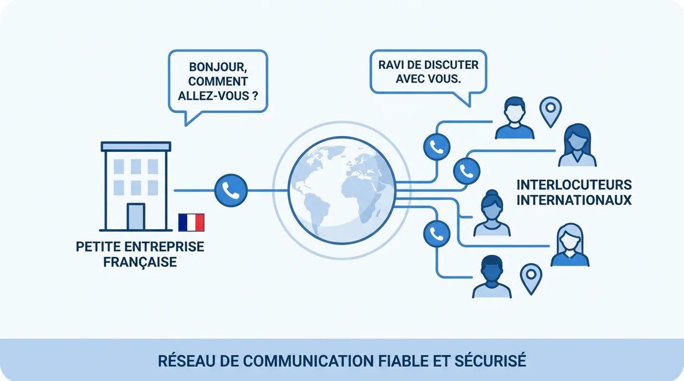 Illustration d'un réseau de communication bilingue pour entreprise française