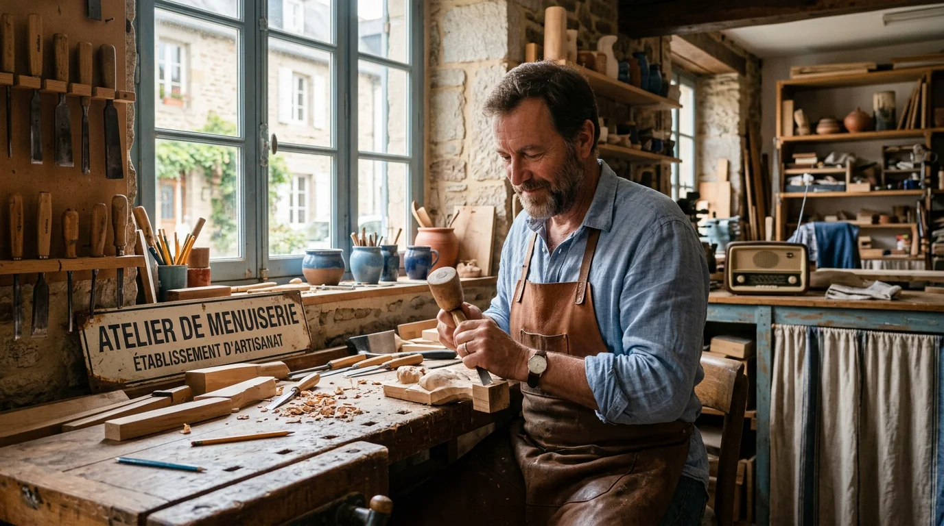 Artisan concentré sur son métier pendant que ses appels sont gérés à distance