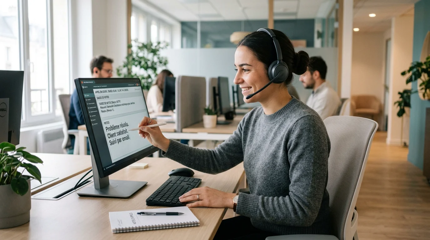Une télésecrétaire bilingue prenant un appel pour un cabinet médical