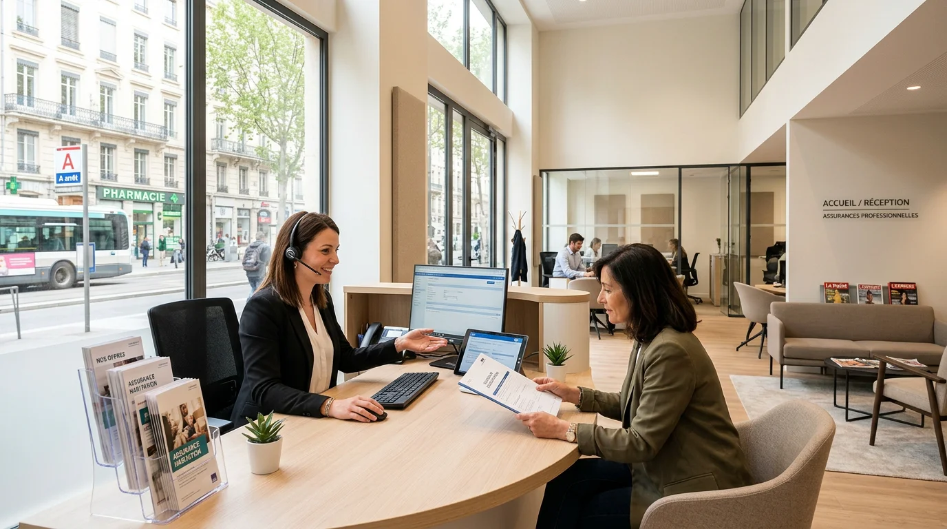 Accueil téléphonique professionnel dans une agence d'assurance