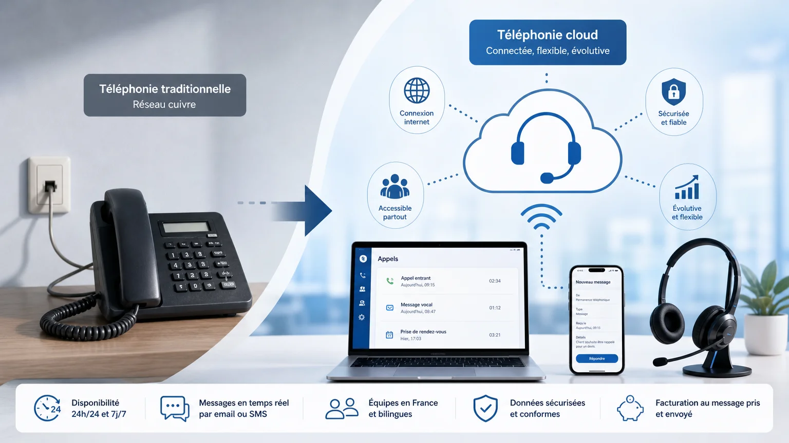 Transition d'une ligne fixe en cuivre vers la téléphonie cloud