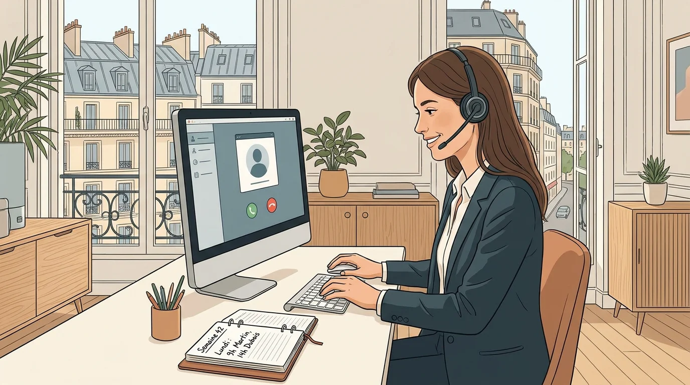 Télésecrétaire professionnelle gérant des appels externalisés pour une entreprise