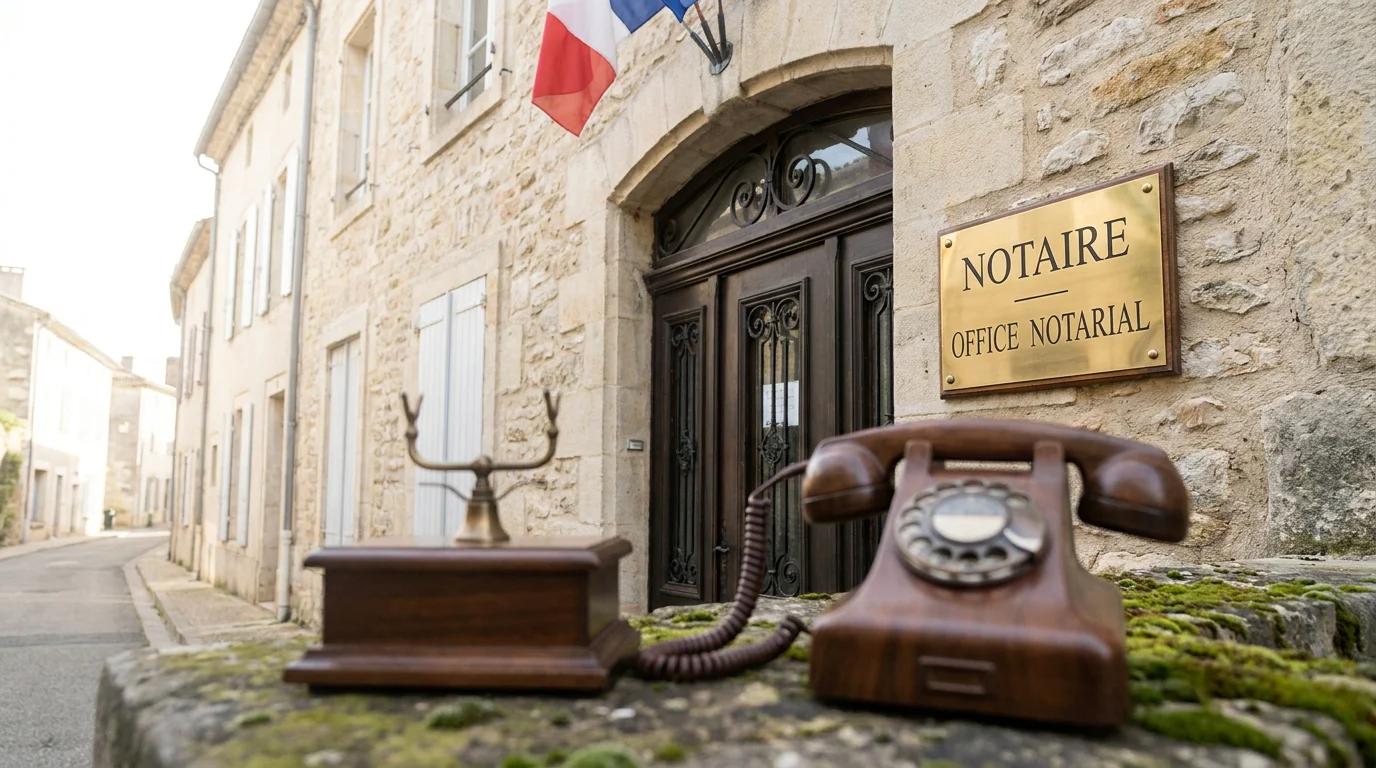 Façade d'une étude notariale en France symbolisant l'accueil téléphonique professionnel externalisé