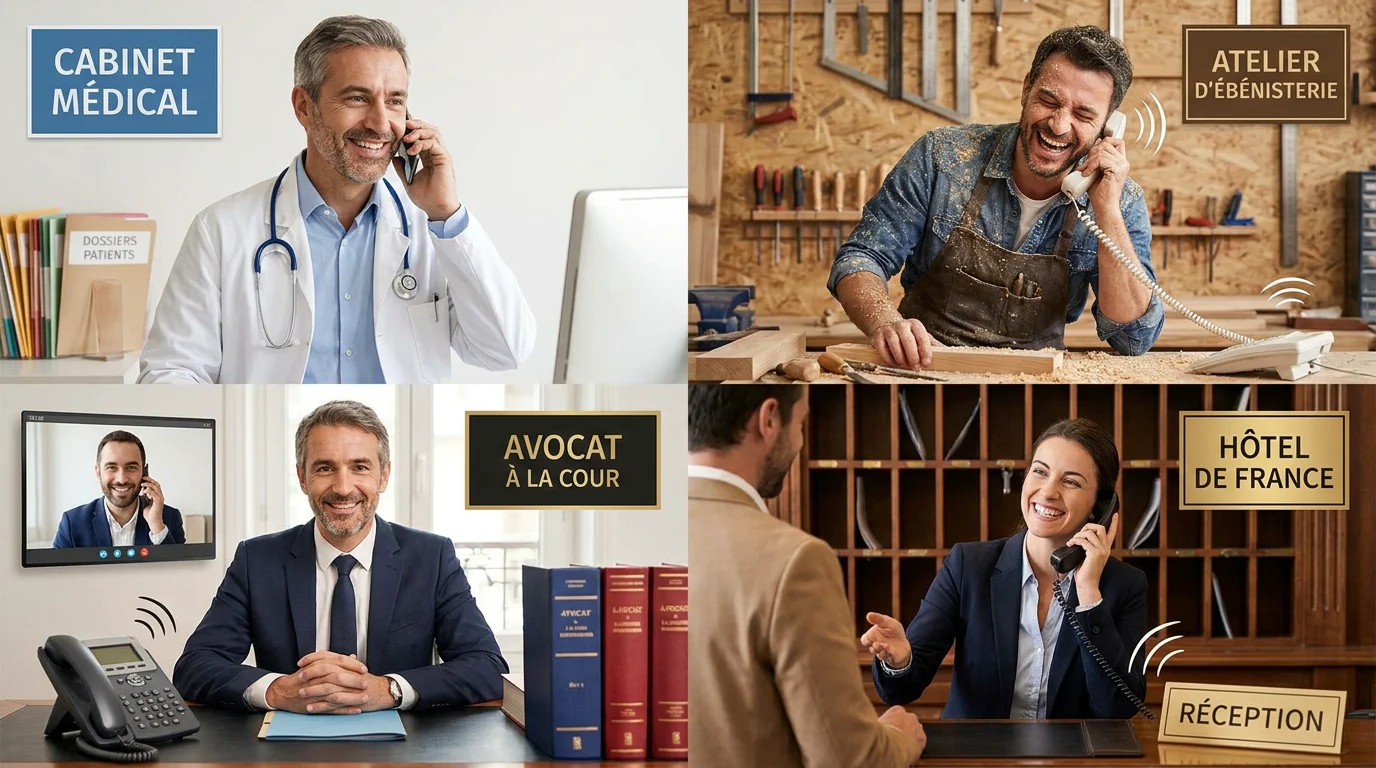 Professionnels de santé, artisans, avocats et hôteliers utilisant la permanence téléphonique