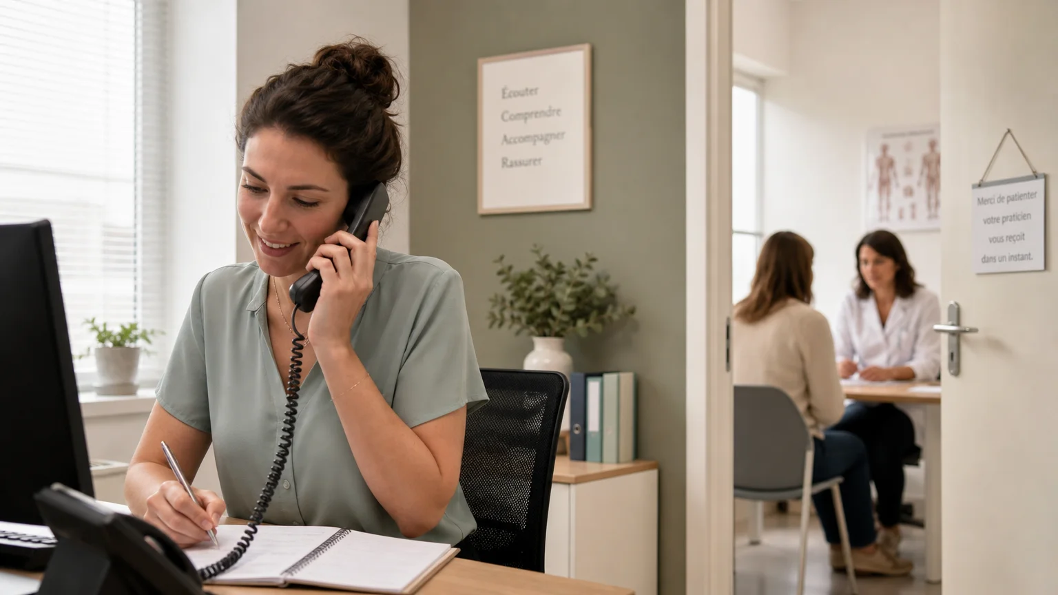 Télésecrétaire médicale assurant la continuité des appels d’un cabinet