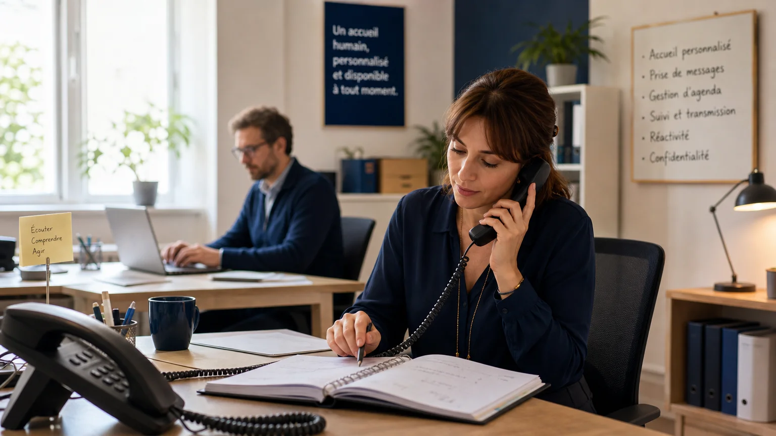 Organisation professionnelle d’un standard téléphonique entre bureau et télétravail